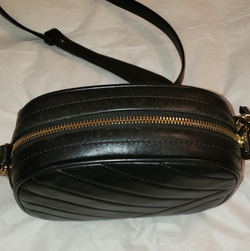 Tory Burch Leather Crossbody "Kira" Chevron Quilted Small Camera Bag, Black - Picture 4 of 13